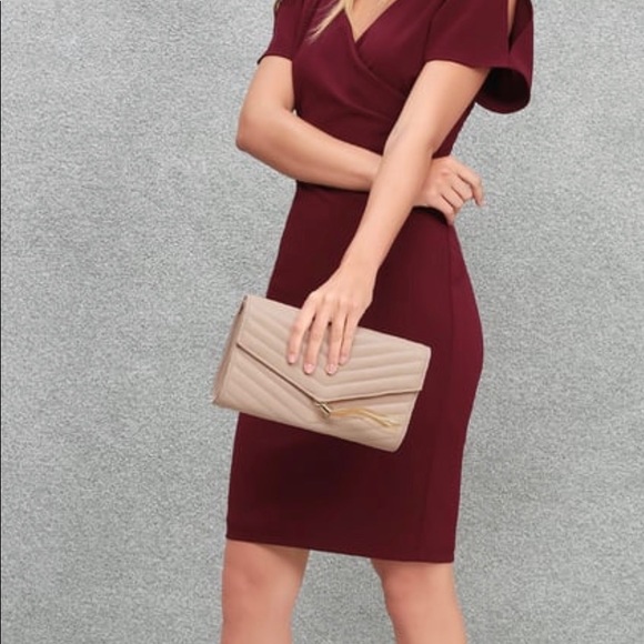 Lulu’s Burgundy Cold Shoulder Dress - Picture 2 of 4